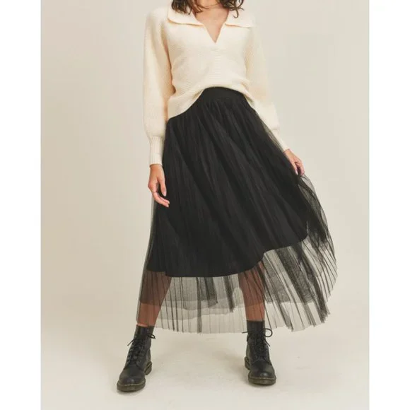 Tulle Midi Ballerina Skirt Black | Mable - Picture 1 of 4